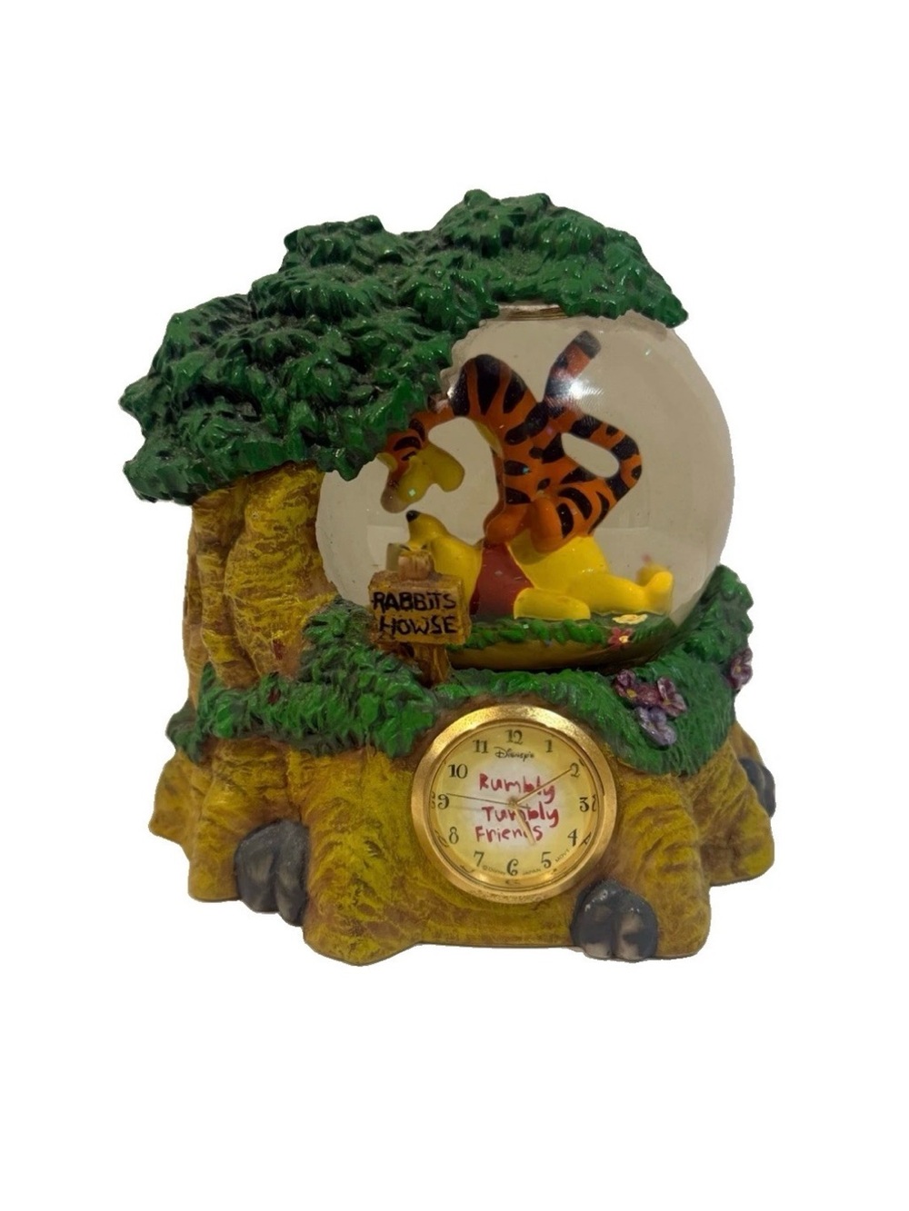 Disney Winnie the Pooh Tigger Rumbly Tumbly Friends Snow Globe Clock